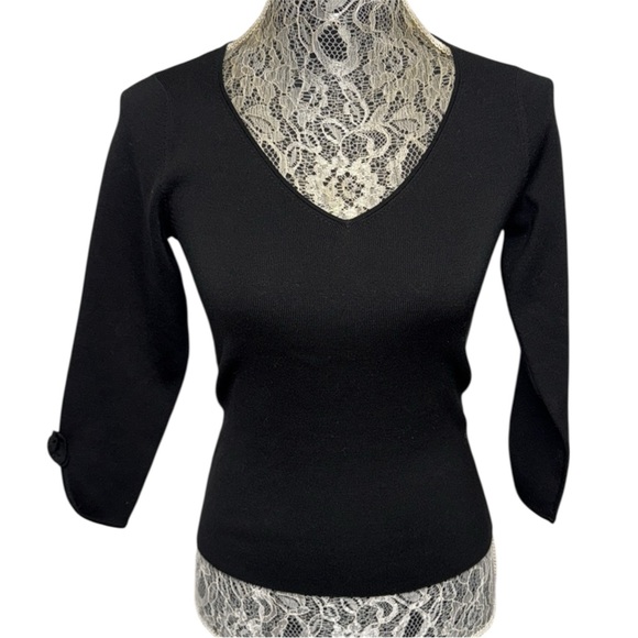 Ann Taylor Black Silk Blend V Neckline Sweater. Dressy Party